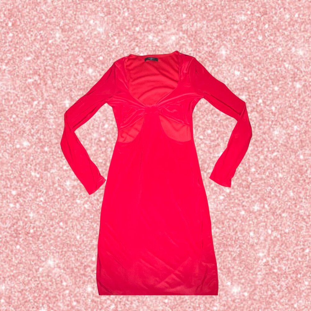 Red Club Tie Front Dress
